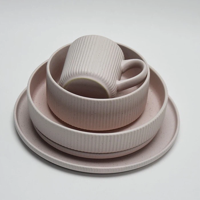 Pale Pink Embossed Tableware
